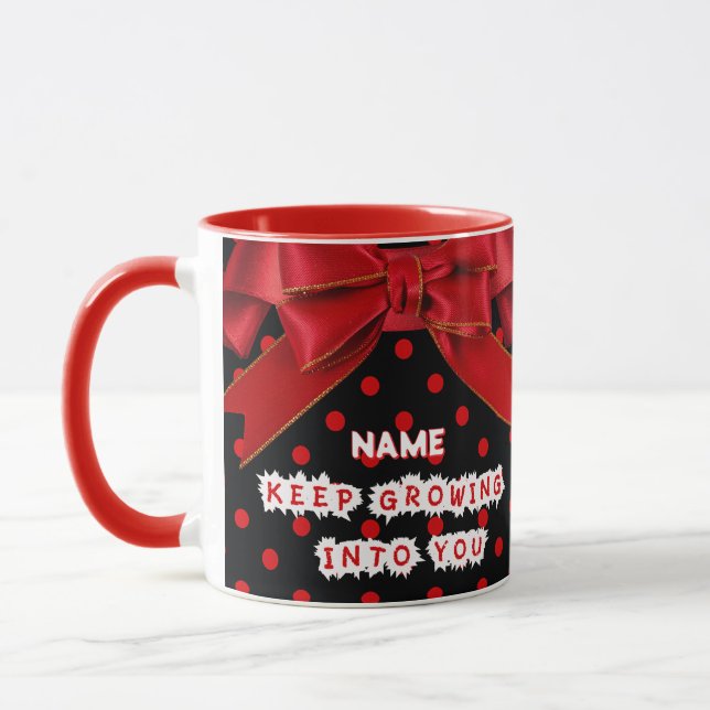Mug Motivation Personnalisée à Points Rouges  (Gauche)