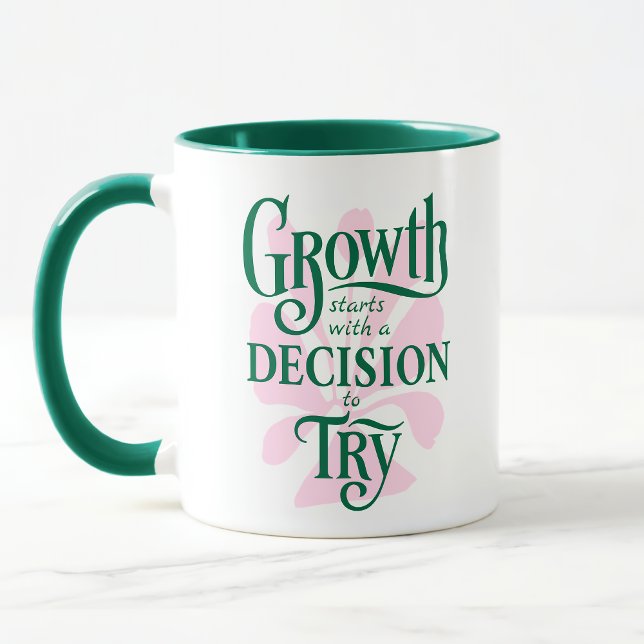 Mug Motivationnel - La croissance commence (Growth Starts with a Decision to Try – Motivational Mug)