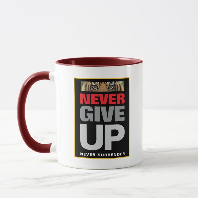 Mug Motivationnel n'abandonne jamais abandonner la com (Gauche)