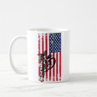 Mug Moto Cross Drapeau Américain 4 Juillet Moto