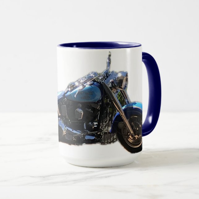 Mug Moto de style Cruiser couleur bleu métallisé (Devant droit)