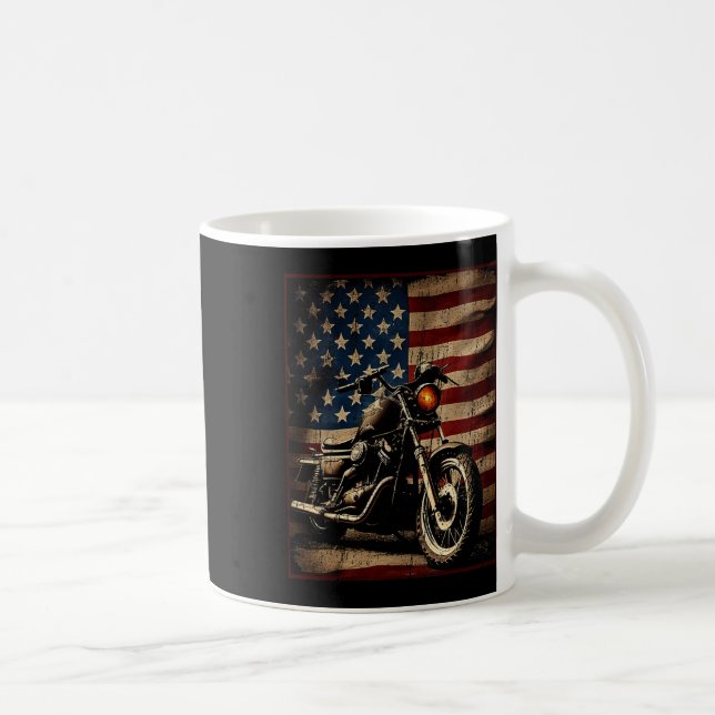 Mug Motocyclette Drapeau Usa Rétro Biker  (Droite)