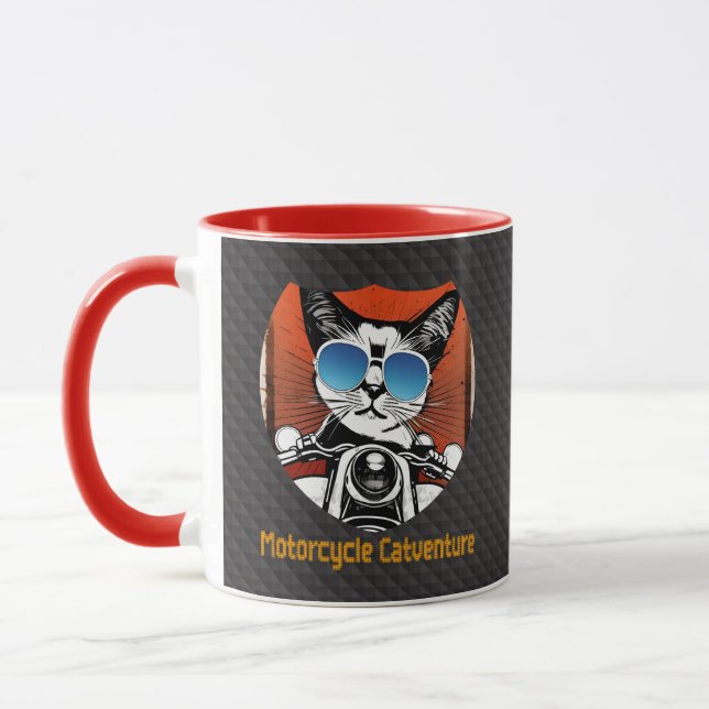 Mug Motorcycle catventure - Chat motard vintage (Gauche)