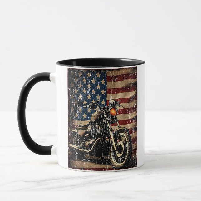 Mug Motorcycle USA Drapeau Retro Biker (Gauche)