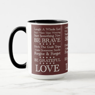 Mug Mots à vivre à côté du cru de ~ de motivation