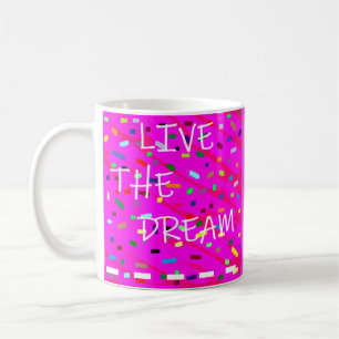 Mug Mots de texte à motif rose rehaussant blanc