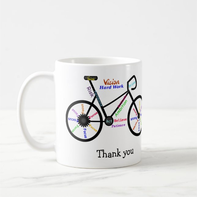 Mug Mots Motivationnels, Vélo, Cyclisme, Bike Merci (Gauche)
