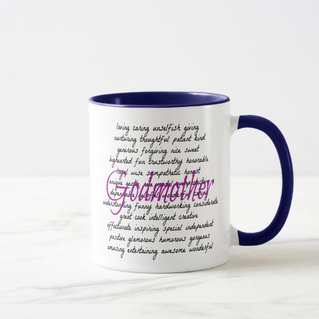 Mug Mots pour Godmère avec Bleu Rim (Droite)
