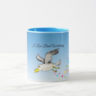 Mug Mouette caricaturale volant au-dessus de la tête a