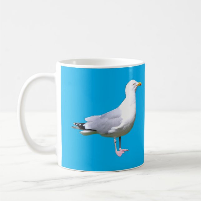 Mug Mouette Côtière Bleu Vibrant Design Minimal Océan (Gauche)