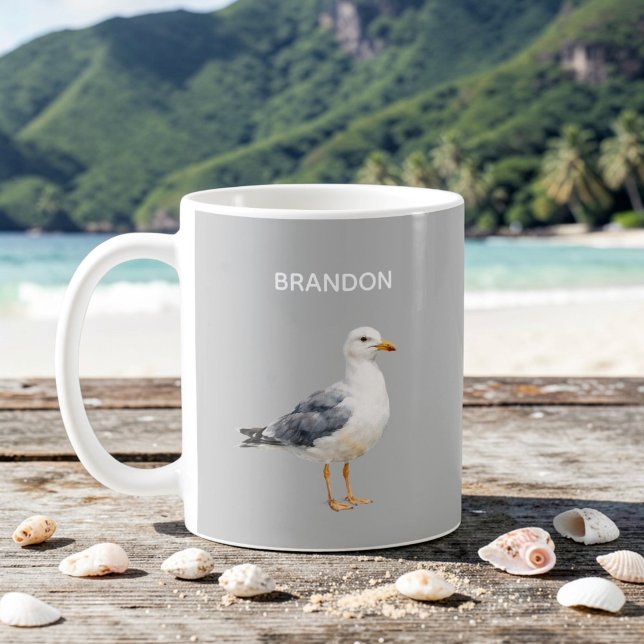 Mug Mouette Oiseau Plage Océan Côte Aquarelle (Créateur téléchargé)