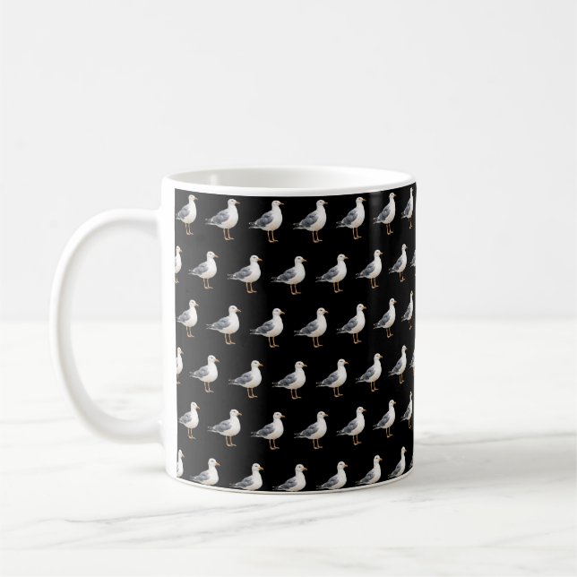 Mug Mouette Oiseau Plage Océan Côte Aquarelle (Gauche)