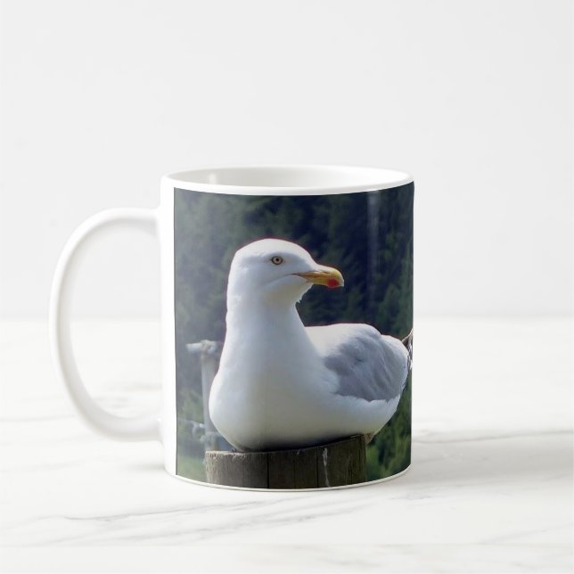 Mug Mouette posée sur un poteau de clôture Faune Oisea (Gauche)