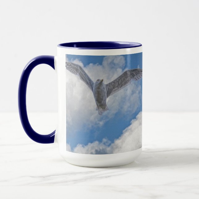 Mug Mouette volante et nuages Faune Oiseaux cadeau (Gauche)