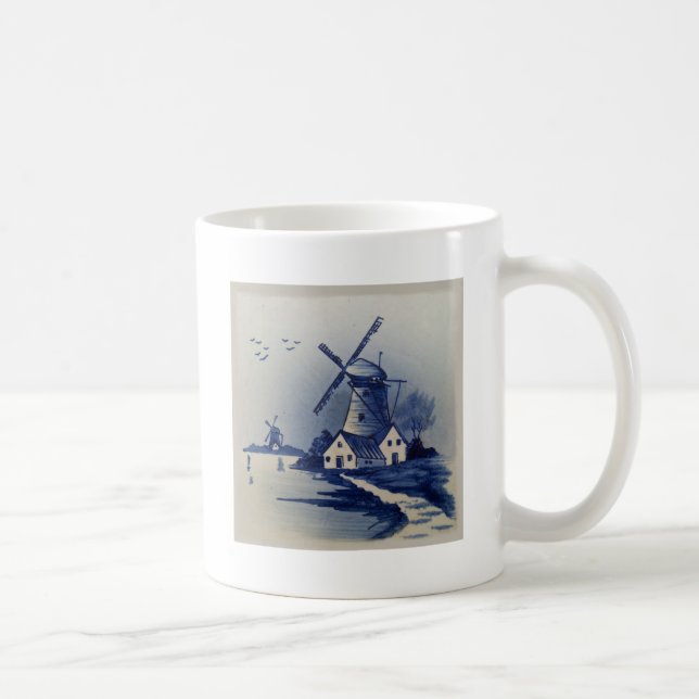 Mug Moulin à vent bleu blanc de Delft vintage (Droite)