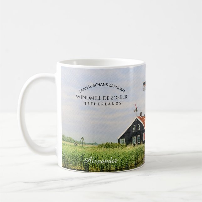 Mug Moulin à vent de Zaanse Schans aquarelle néerlanda (Gauche)