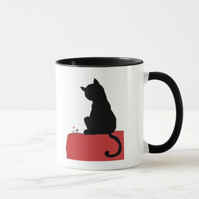 Mug Mouse aime le chat noir à deux tons (Droite)