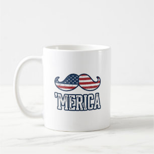 Mug Moustache Américaine Patriotique Dessin Vectoriel