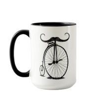 Moustache antiquaire à vélo à grande roue