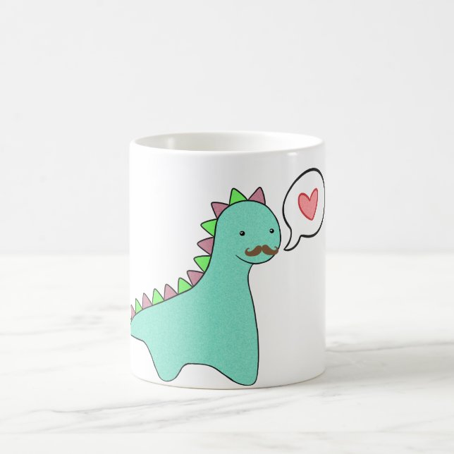 Mug Moustache bleue mignonne de dinosaure (Centre)
