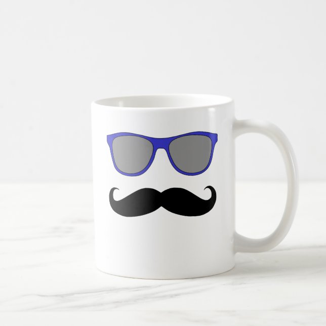 Mug Moustache et humeur bleue de lunettes de soleil (Droite)