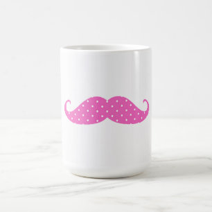 Mug Moustache Girly de pois de roses indien drôles