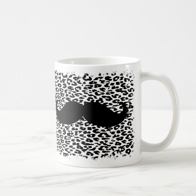 Mug Moustache noire drôle sur l'empreinte de léopard (Droite)
