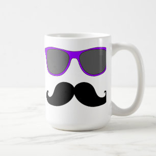 Mug Moustache noire et humour pourpre de lunettes de