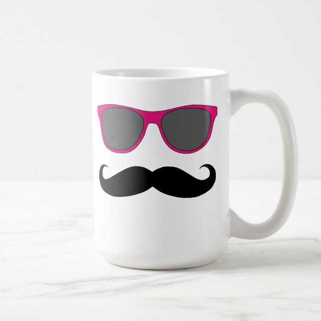 Mug Moustache noire et humour rose de lunettes de (Droite)