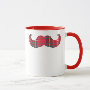 Mug Moustache Tartan Rouge