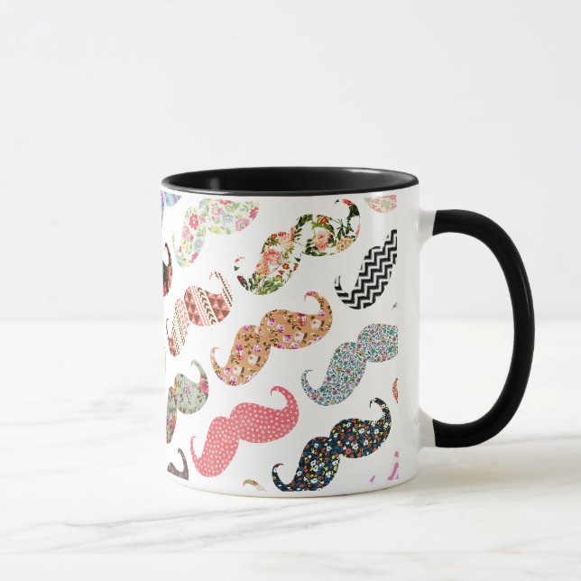 Mug Moustaches colorées Girly drôles de motifs (Droite)