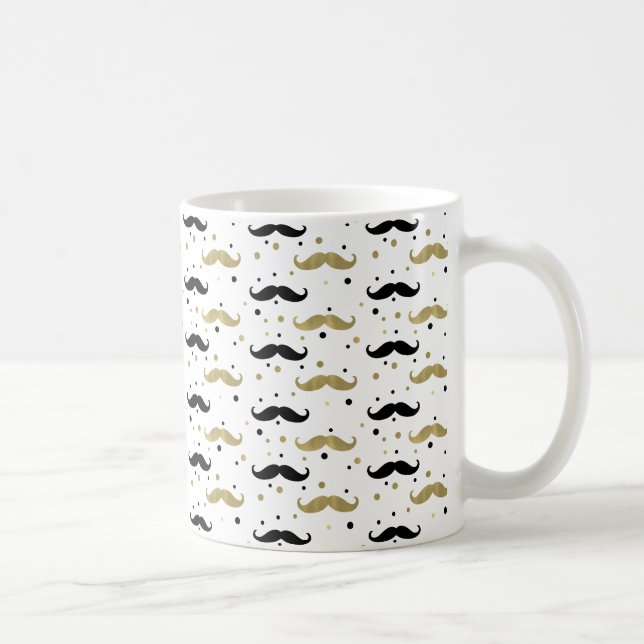 Mug Moustaches Confetti Noir Or (Droite)