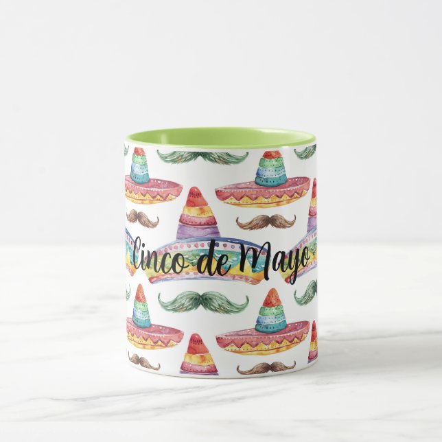 Mug Moustaches Vertes Marrons Cinco de Mayo (Centre)