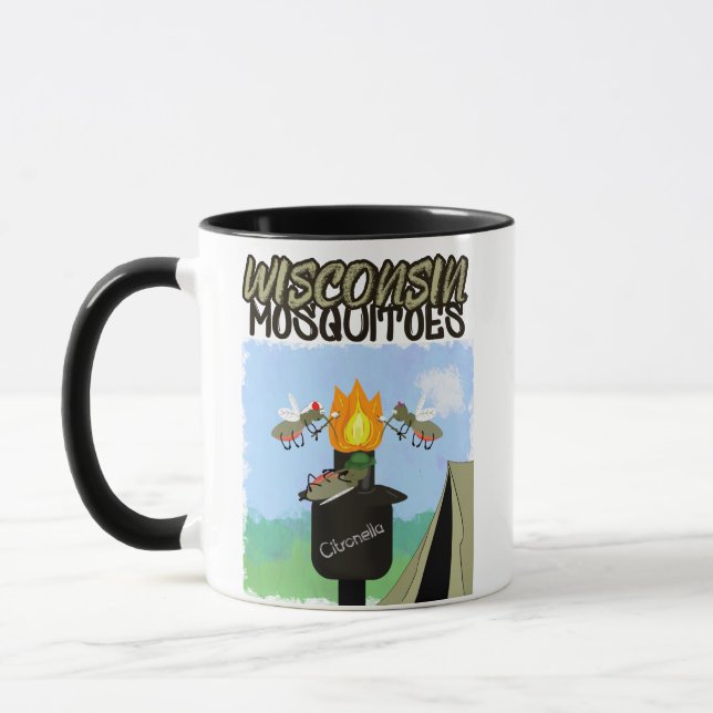 Mug Moustiques du Wisconsin - Camping par Tiki  "W (Gauche)