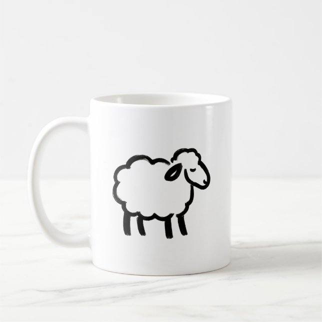 Mug Mouton à la ligne noire – Conception d'encre d'ani (Gauche)
