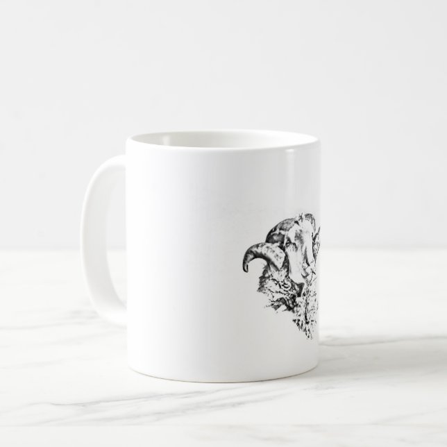 Mug Mouton bélier funky mignon (Devant gauche)