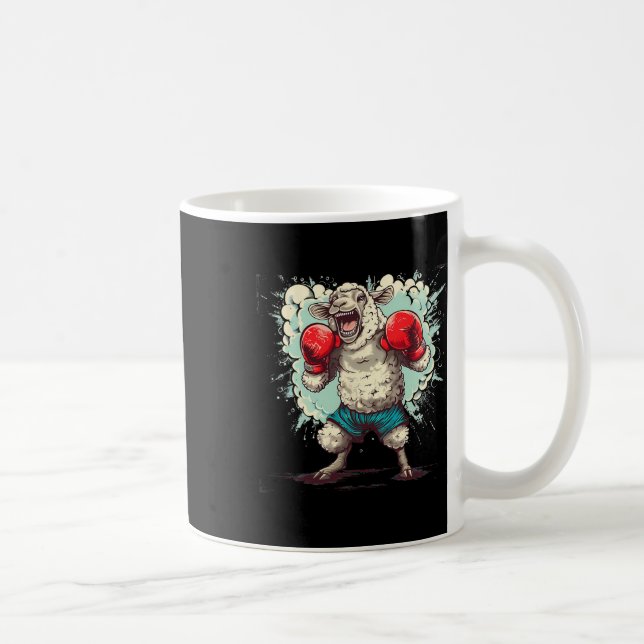 Mug Mouton de boxe avec gants de boxe Kickboxing Drôle (Droite)