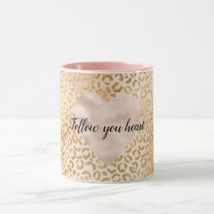 Mug Mouton de coeur léopard doré rose