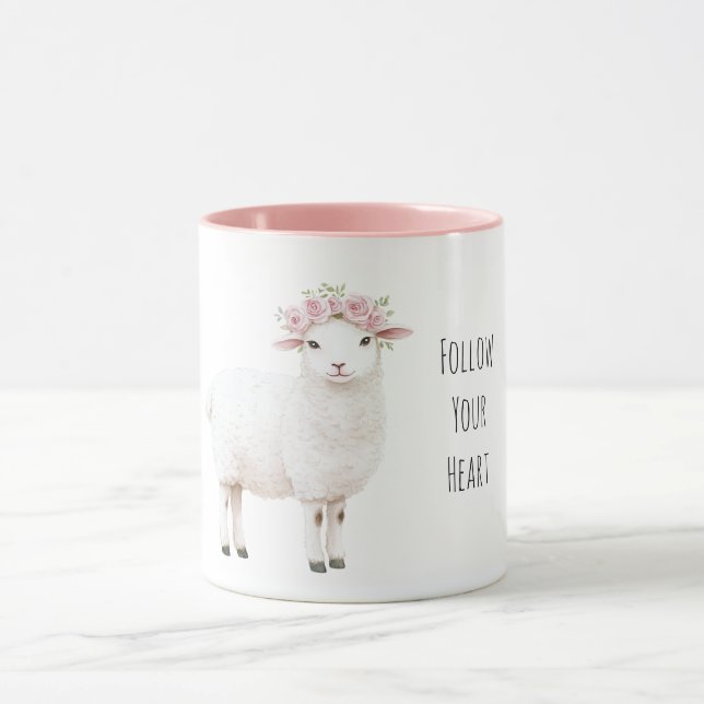 Mug Mouton doux mignon roses florales roses (Centre)