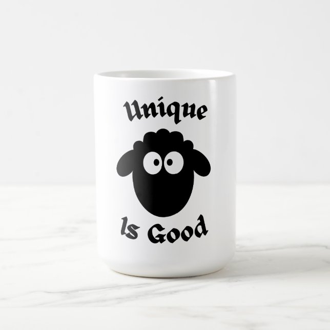 Mug mouton noir : Unique est bon (Centre)