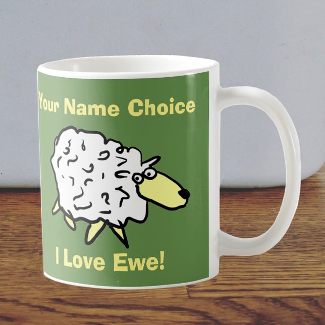 Mug Moutons amusants avec nom sur un Valentin (Créateur téléchargé)