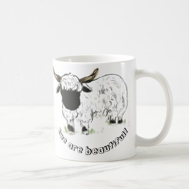Mug Moutons du Valais Blacknose - la brebis sont belle (Droite)