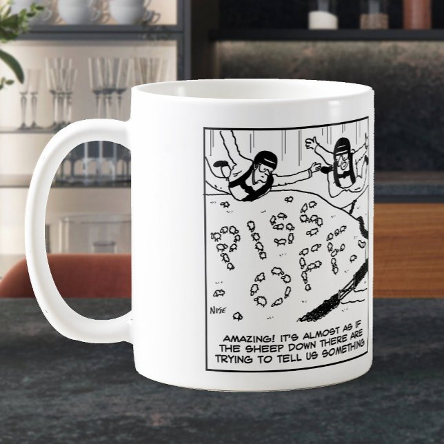 Mug Moutons Expliquer un message aux parachutistes (Créateur téléchargé)
