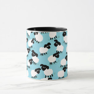 Mug Moutons Fluffy Sur Fond Bleu Bébé