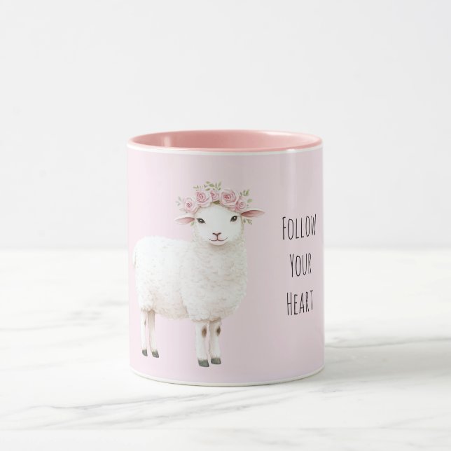 Mug Moutons Sucrés Roses Florales Roses (Centre)
