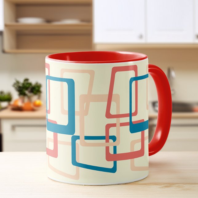 Mug Moyen Siècle, L'Âge Atomique Rectangle Bleu, Corai (Créateur téléchargé)