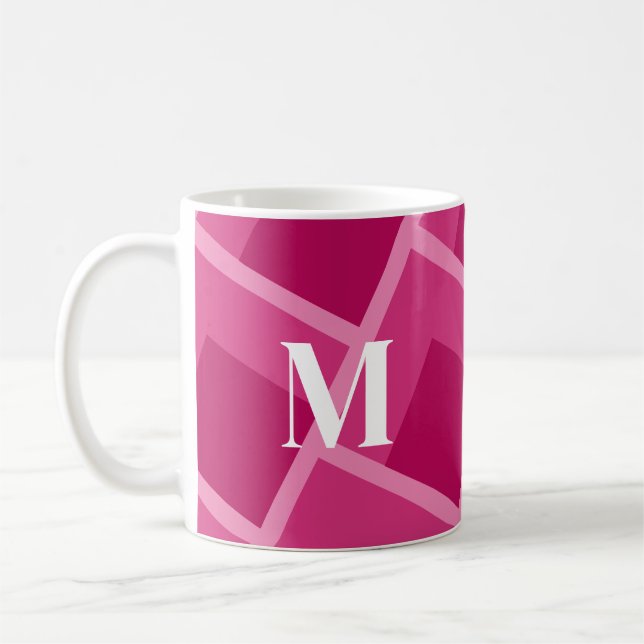 Mug moyen siècle moderne abstrait rose géométrique (Gauche)
