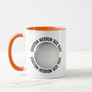 Mug Moyen Texte ORANGE Combo 11oz Golf personnalisé