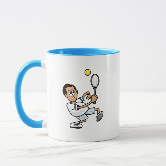 Mug Moyenne Brown Cheveux Homme Tennis Joueur Musique (Gauche)