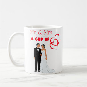Mug 'Mr & Mrs A Cup Of Love' Deux Coeurs Rouges
